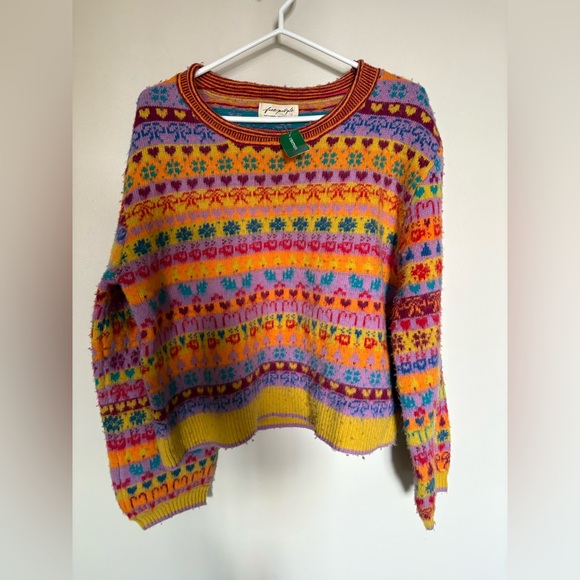 NWT- Free People Multicolor Knit wool Sweater brand new - Picture 13 of 16